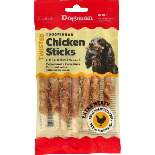 Dogman Chicken Sticks Twisted Tuggpinnar Hundgodis 7-pack 63g