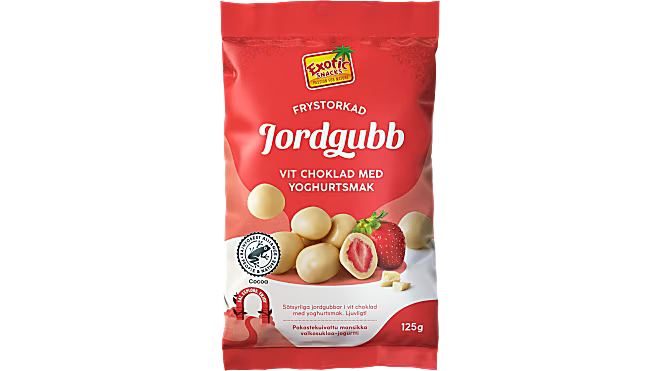 Exotic Snacks Frystorkad Jordgubb Vit Choklad & Yoghurt 125 g