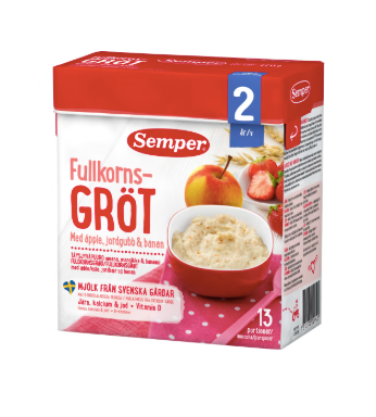 Fullkornsgröt Äpple Jordgubb Banan Från 2 År