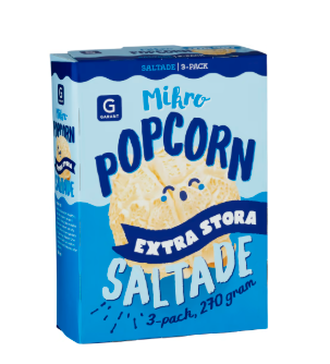Garant Mikropopcorn Extra Stora Saltade 3*90g