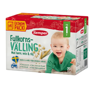 Semper Välling Fullkorn Från 12 Mån/4-pack 91p/20l