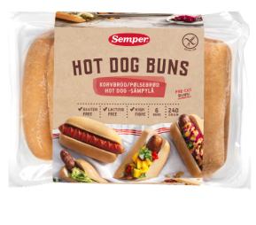 Semper Hot Dog Buns Glutenfri/6-pack 240g