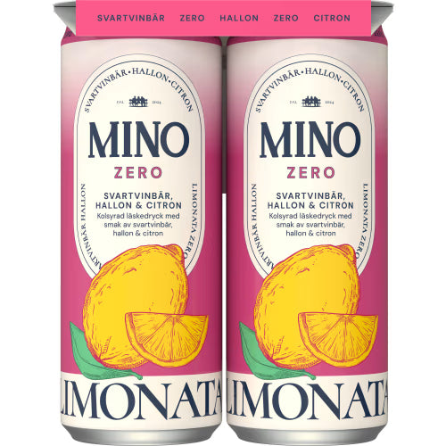 Mino Limonata Svartvinbär Hallon Läsk Burk 4p/33cl