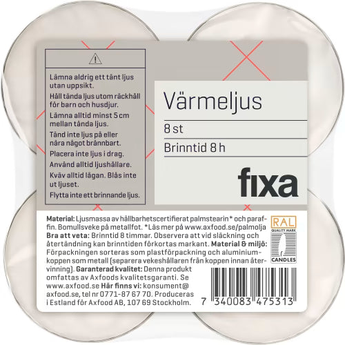 Fixa Värmeljus 8h