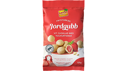 Exotic Snacks Frystorkad Jordgubb Vit Choklad & Yoghurt 125 g
