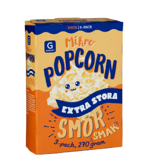 Garant Mikropopcorn Extra Stora Smör 3*90g